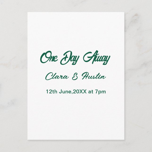 Rehearsal dinner One day away night before name da Postcard (Front)