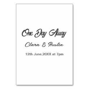 Rehearsal dinner One day away night before name da Table Number