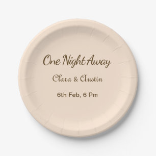 Rehearsal dinner One night away brow orange pastel Paper Plate