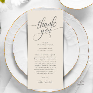 Rehearsal Dinner Place Setting Thank you Card
