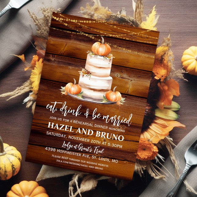 Rehearsal Dinner Pumpkin Wedding Cake Invitation (Creator Uploaded)