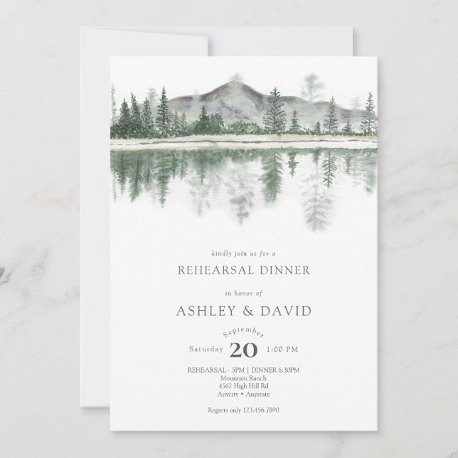 Rehearsal Dinner | Rustic Mountains  Invitation (Front)