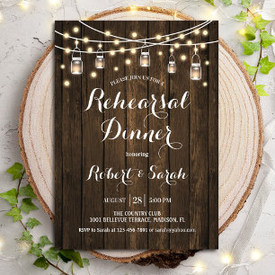 Rehearsal Dinner - Rustic Wood Invitation