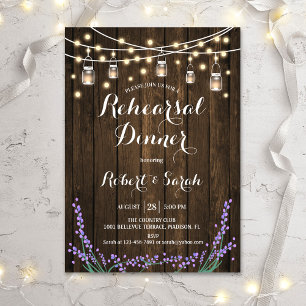 Rehearsal Dinner - Rustic Wood Lavender Invitation