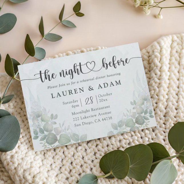 Rehearsal Dinner Sage Green Wedding Invitation (Creator Uploaded)
