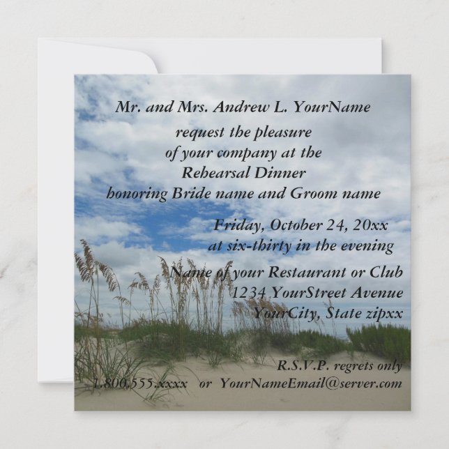 Rehearsal Dinner Seagrass Beach Invitation (Front)