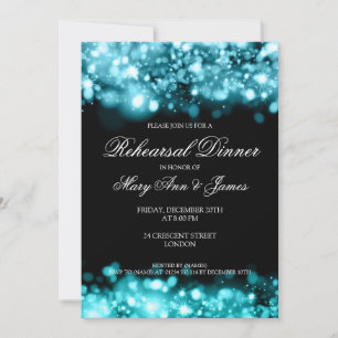 Rehearsal Dinner Sparkling Lights Turquoise Invitation