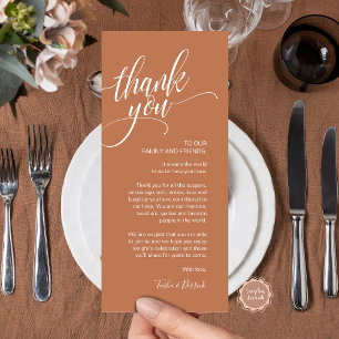 Rehearsal Dinner Thank you Place Setting Card