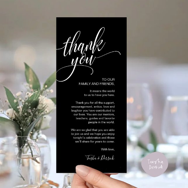 Rehearsal Dinner Thank you Place Setting Card (Rehearsal Dinner Thank you Modern Classy Place Setting Card Classy Black)