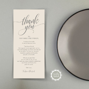 Rehearsal Dinner Thank you Place Setting Card