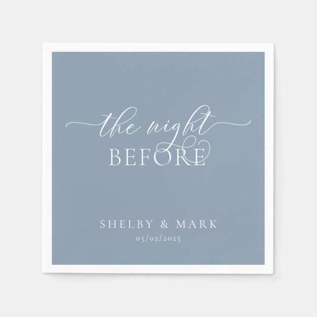 Rehearsal Dinner, The Night Before in Dusty Blue Napkin (Front)