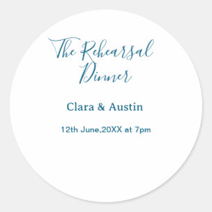 Rehearsal dinner the night before simple minimal m classic round sticker