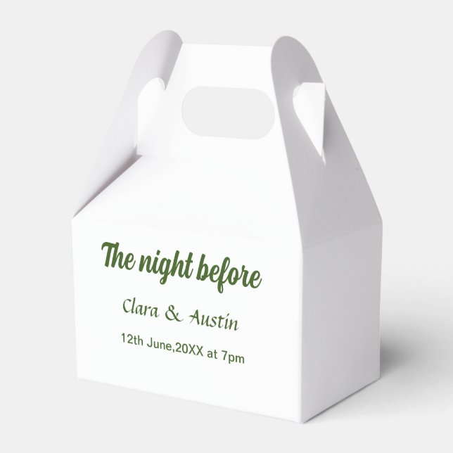 Rehearsal dinner the night before simple minimal m favour box (Front Side)