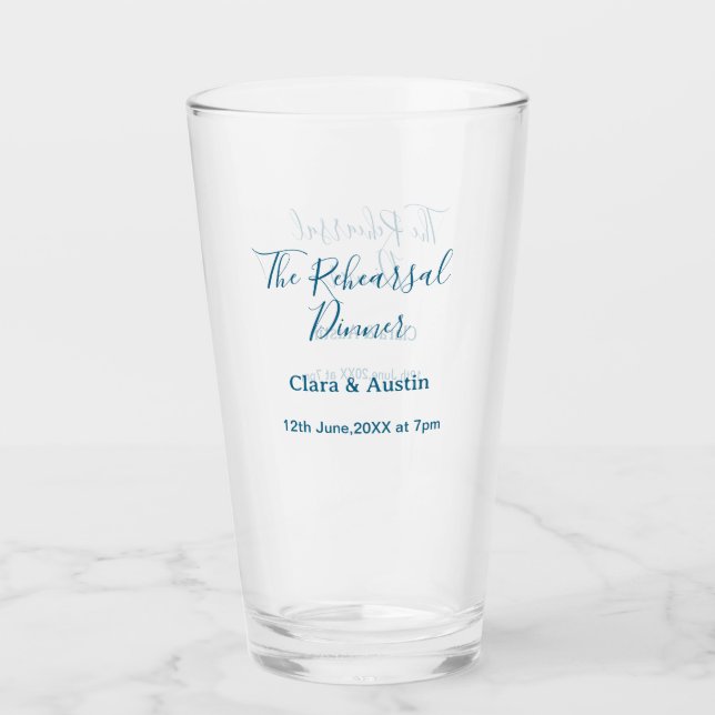 Rehearsal dinner the night before simple minimal m glass (Front)