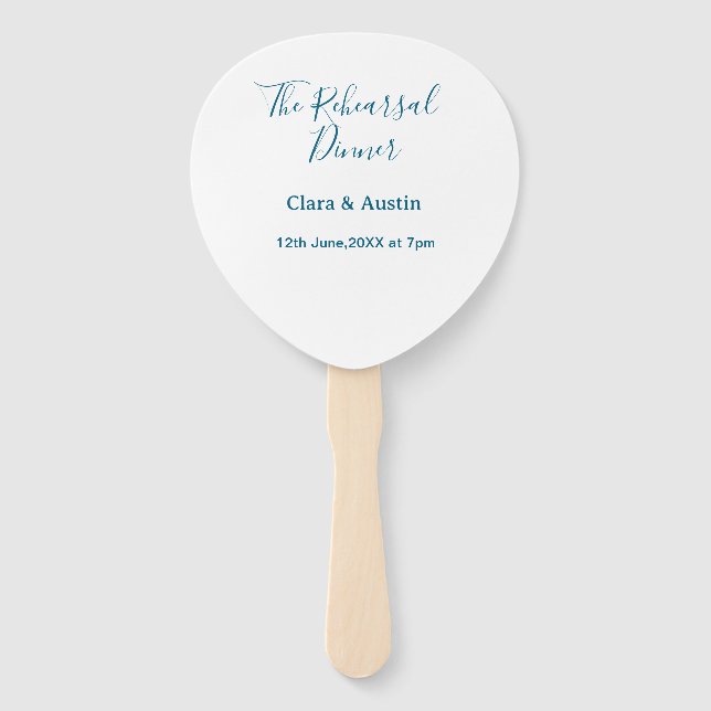 Rehearsal dinner the night before simple minimal m hand fan (Front)