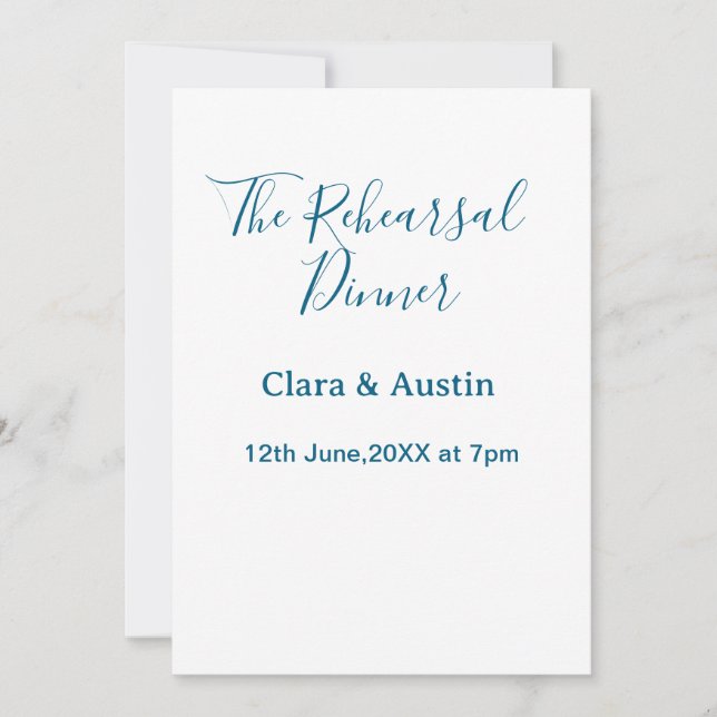 Rehearsal dinner the night before simple minimal m invitation (Front)