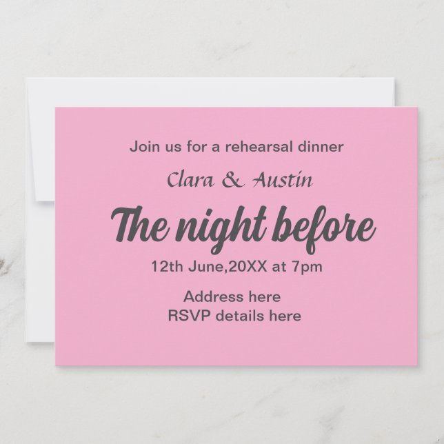 Rehearsal dinner the night before simple minimal m invitation (Front)