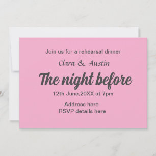 Rehearsal dinner the night before simple minimal m invitation