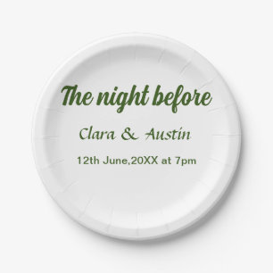 Rehearsal dinner the night before simple minimal m paper plate