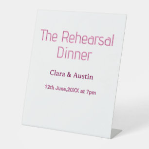 Rehearsal dinner the night before simple minimal m pedestal sign