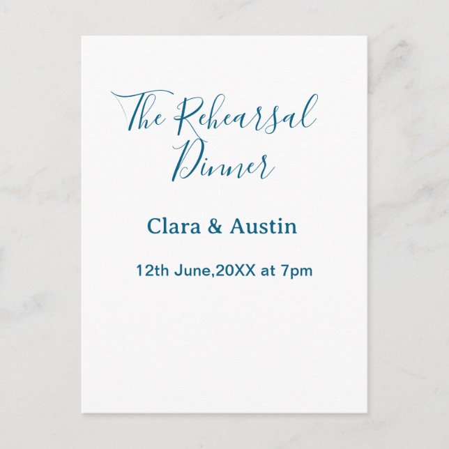 Rehearsal dinner the night before simple minimal m postcard (Front)