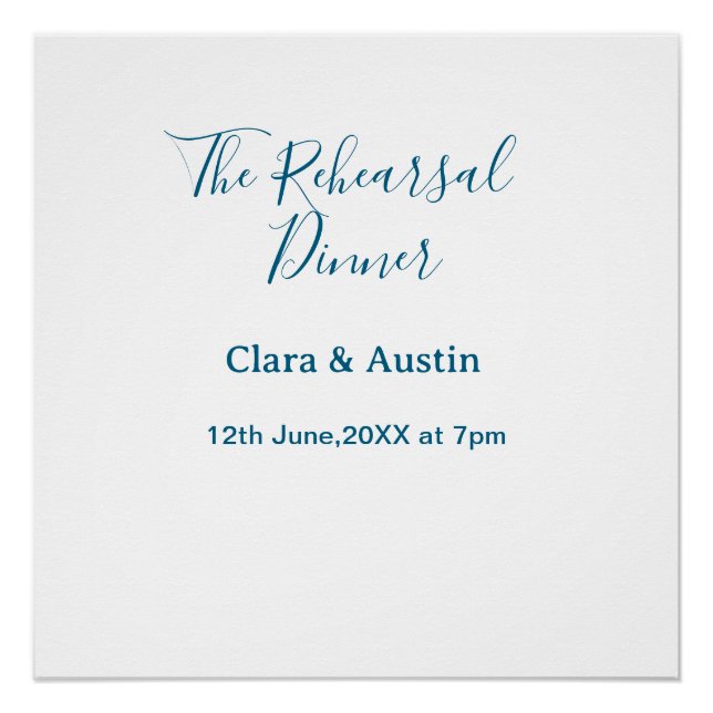 Rehearsal dinner the night before simple minimal m poster (Front)