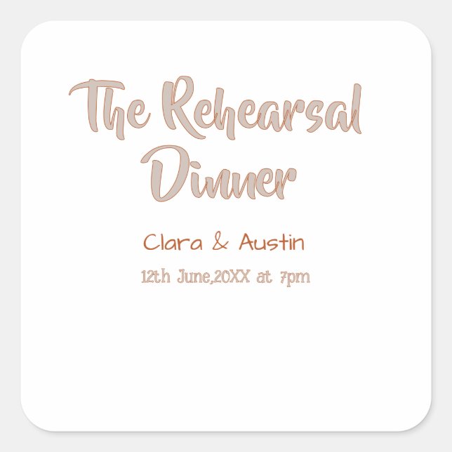 Rehearsal dinner the night before simple minimal m square sticker (Front)