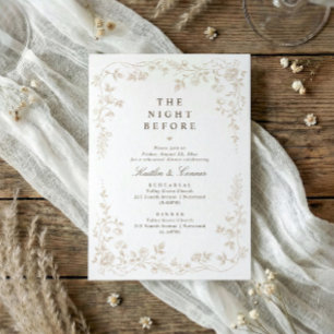 Rehearsal Dinner Vintage Beige Tan French Floral Invitation