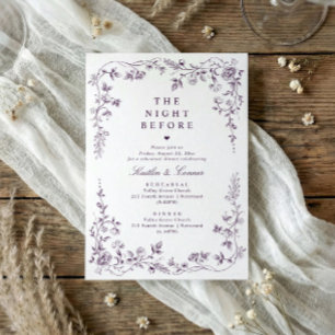 Rehearsal Dinner Vintage Dark Purple French Floral Invitation