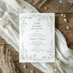 Rehearsal Dinner Vintage Sage Green French Floral Invitation