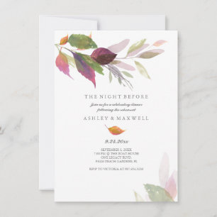 Rehearsal Dinner Watercolor Fall Leaves Invitation