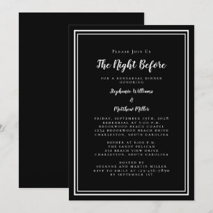 Rehearsal Dinner Wedding Night Before Black White Invitation