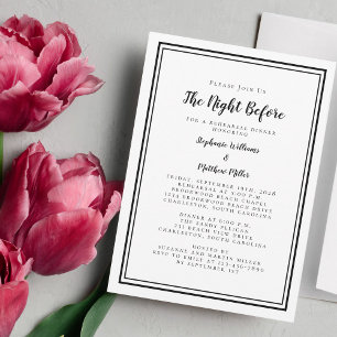 Rehearsal Dinner Wedding Night Before Black White Invitation