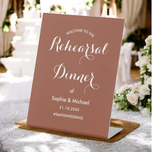 Rehearsal Dinner Welcome Terracotta Pedestal Sign