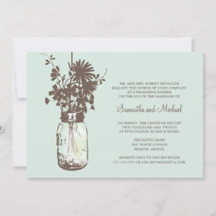 Rehearsal Dinner - Wild Flowers & Mason Jar Invitation