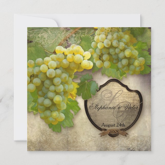 Rehearsal Dinner Wine Country Chardonnay Grapes Invitation (Back)