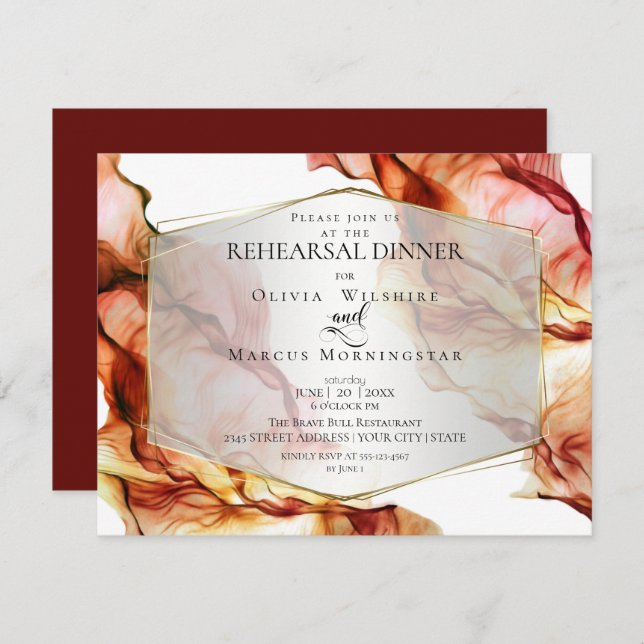 REHEARSAL | Fluid Abstract Ink Autumn Colours Invitation (Front/Back)