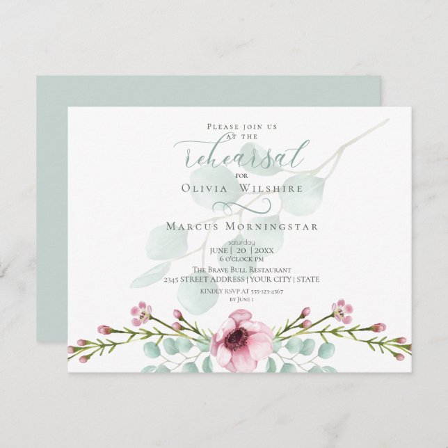 Rehearsal | Fresh Spring Flowers and Foliage Invitation (Front/Back)