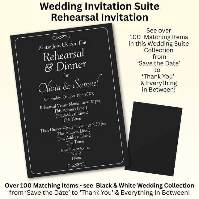 Rehearsal Invitation Card Black & White Infinity (Creator Uploaded)