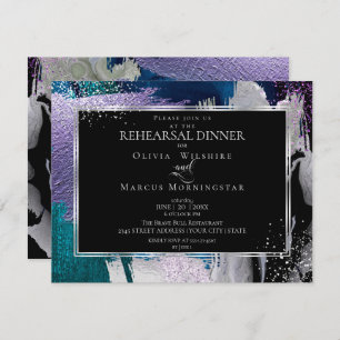 Rehearsal   Modern Shiney Bold Lilac Teal Invitation