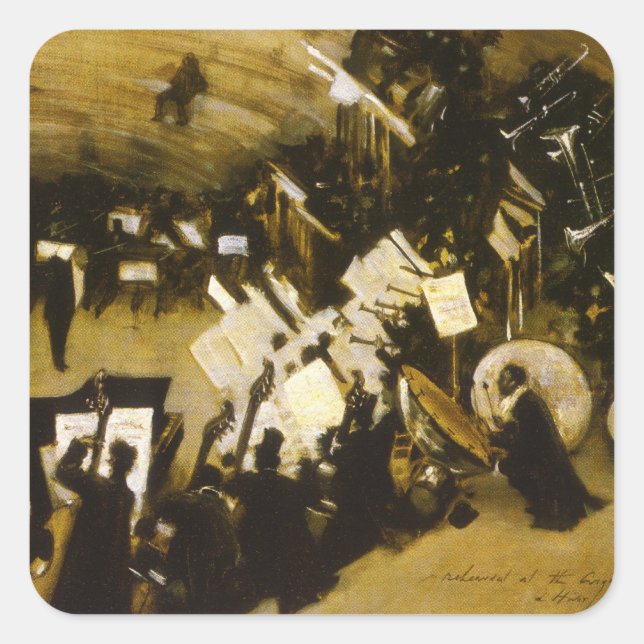 Rehearsal of the Pasdeloup Orchestra by JS Sargent Square Sticker (Front)