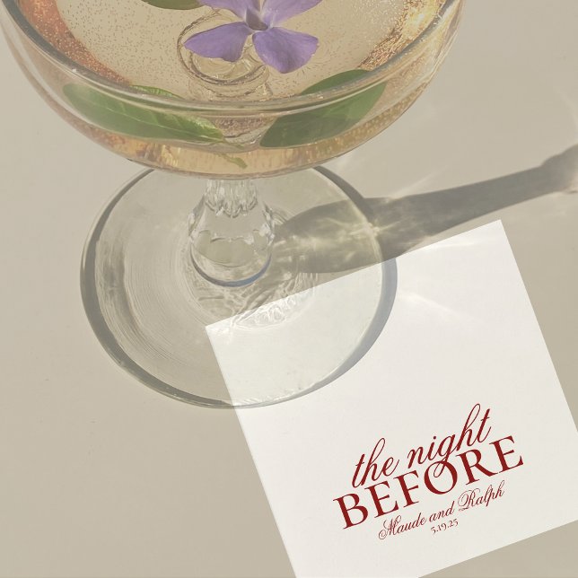 Rehearsal The Night Before Wedding Luxury Red Napkin (Luxury Classic Red Wedding Suite Theme with options to personalize for your special day.)