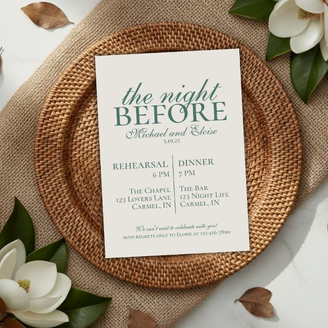 Rehearsal The Night Before Wedding Sage Green  Invitation (Rehearsal The Night Before Wedding Sage Green Invitation
)