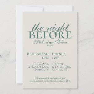 Rehearsal The Night Before Wedding Sage Green  Invitation