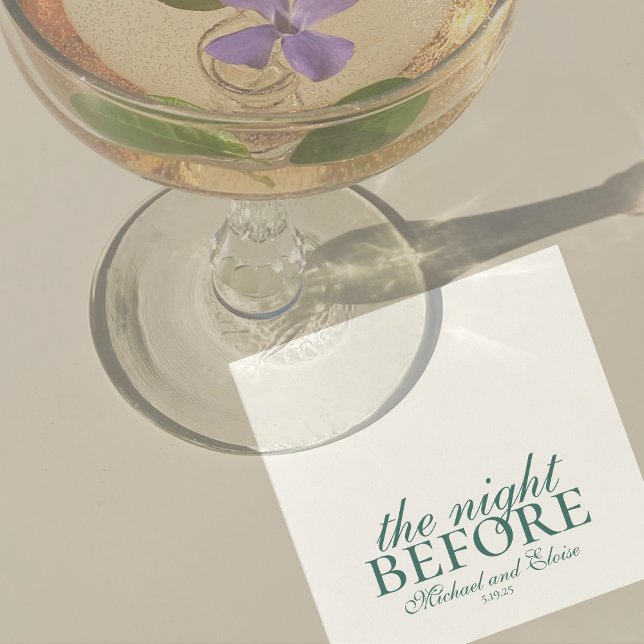 Rehearsal The Night Before Wedding Sage Green  Napkin (Modern Elegant Sage Green Wedding Suite Theme with options to personalize for your special day.)