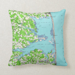 Rehoboth Beach & Bethany Beach Delaware Map (1938) Cushion