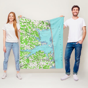 Rehoboth Beach & Bethany Beach Delaware Map (1938) Fleece Blanket