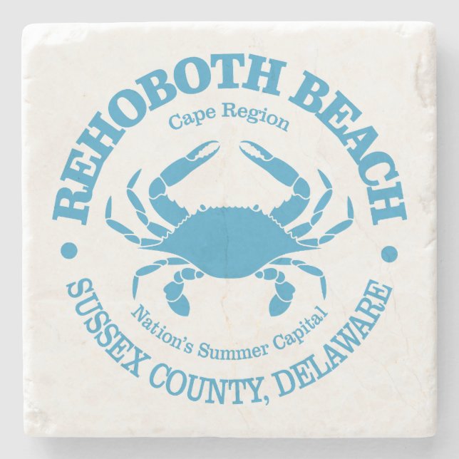 Rehoboth Beach (crab) Stone Coaster (Front)