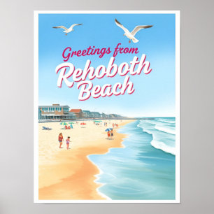 Rehoboth Beach, Delaware Coastal Vintage Poster