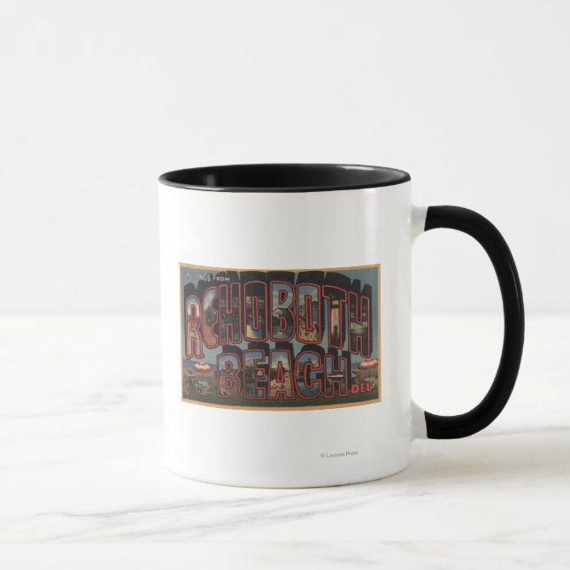 Rehoboth Beach, Delaware - Large Letter Scenes Mug (Right)